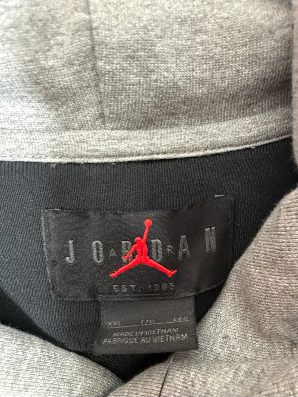Jordan Black Pullover Hoodie with Gray Hood and White '10' Graphic size XXL